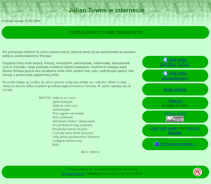 Julian Tuwim w Internecie 1999